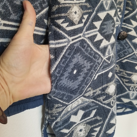 Anu by Natural tapestry jacket blue Aztec design 100% cotton SMALL FLAW - Picture 8 of 11